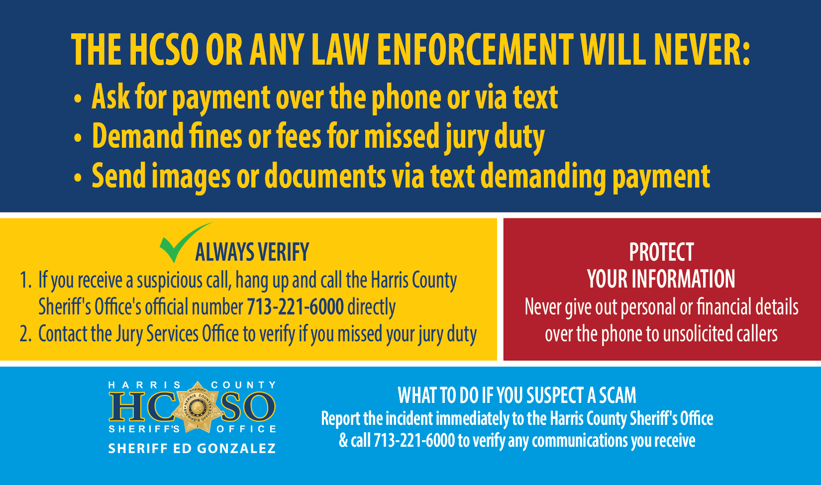 Jury duty scam warning tips from the Harris County Sheriff's Office